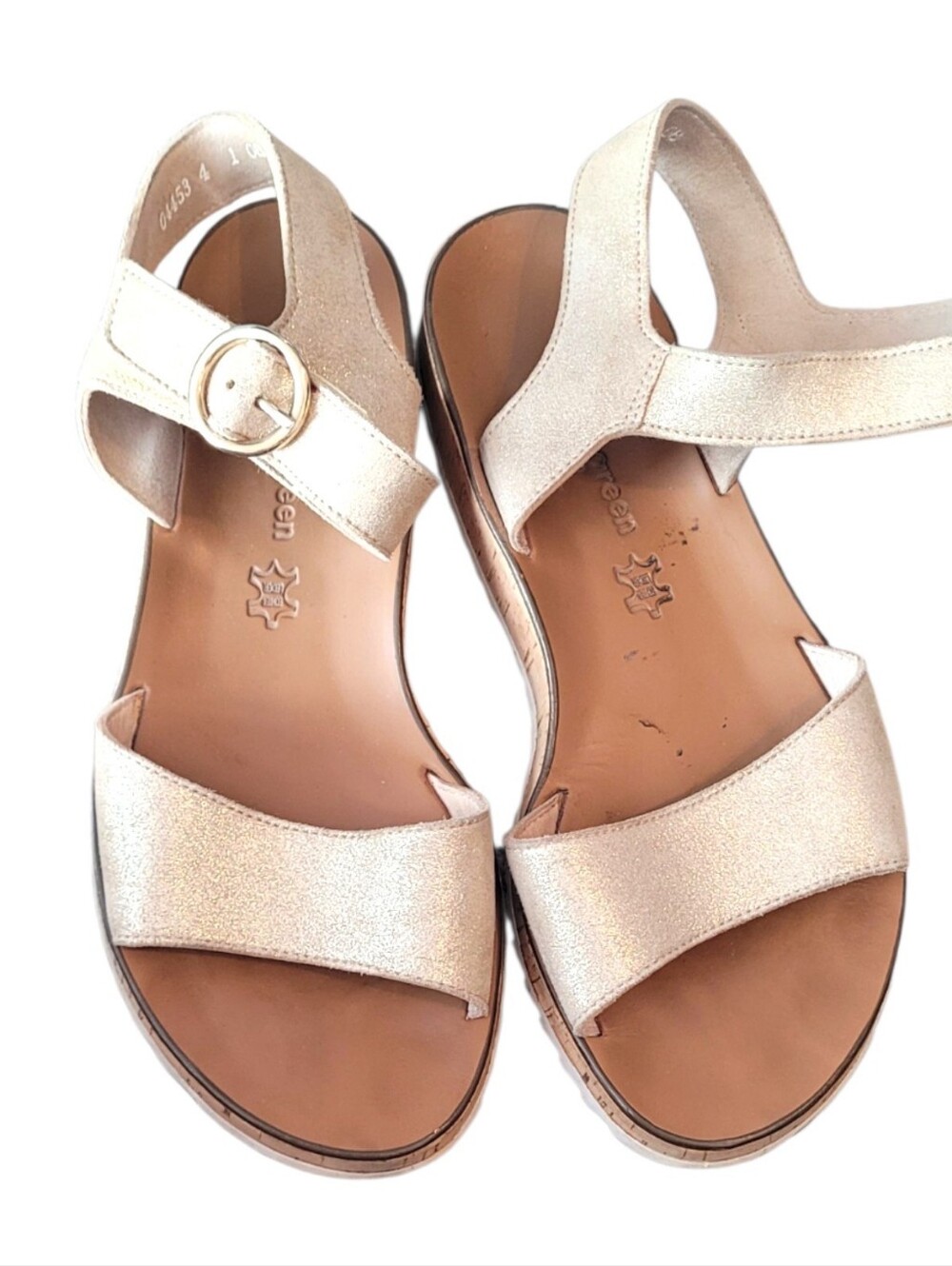 Paul Green Metallic Champagne Leather Sandals Size 4/US 6.5